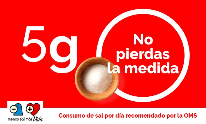Cantidad máxima de sal recomendada por la OMS